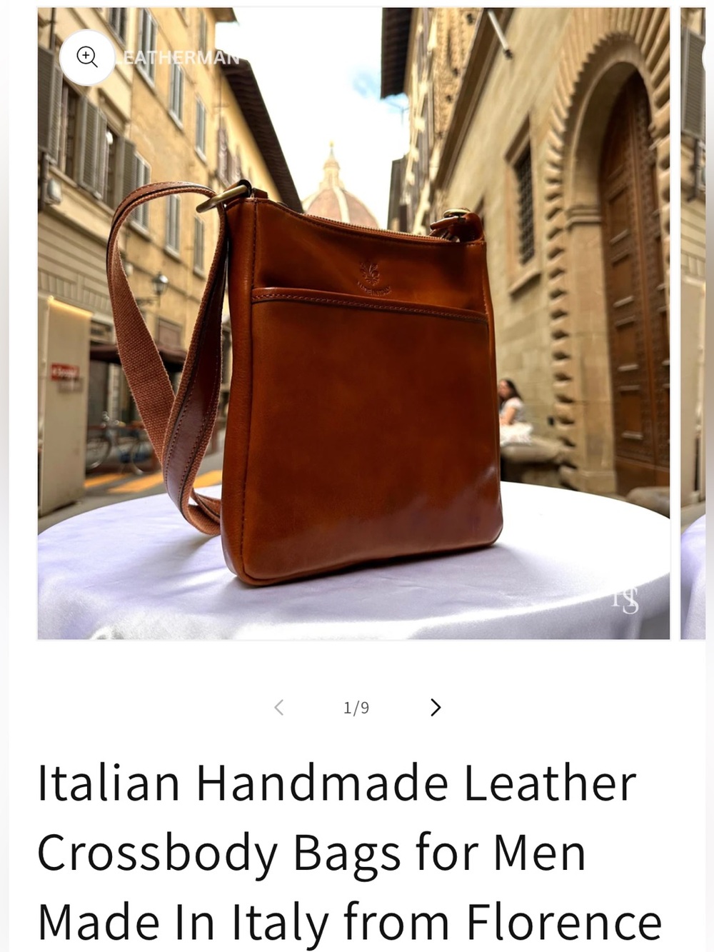 Italian Handmade Brown Leather Crossbody Bag for unisex. NWT